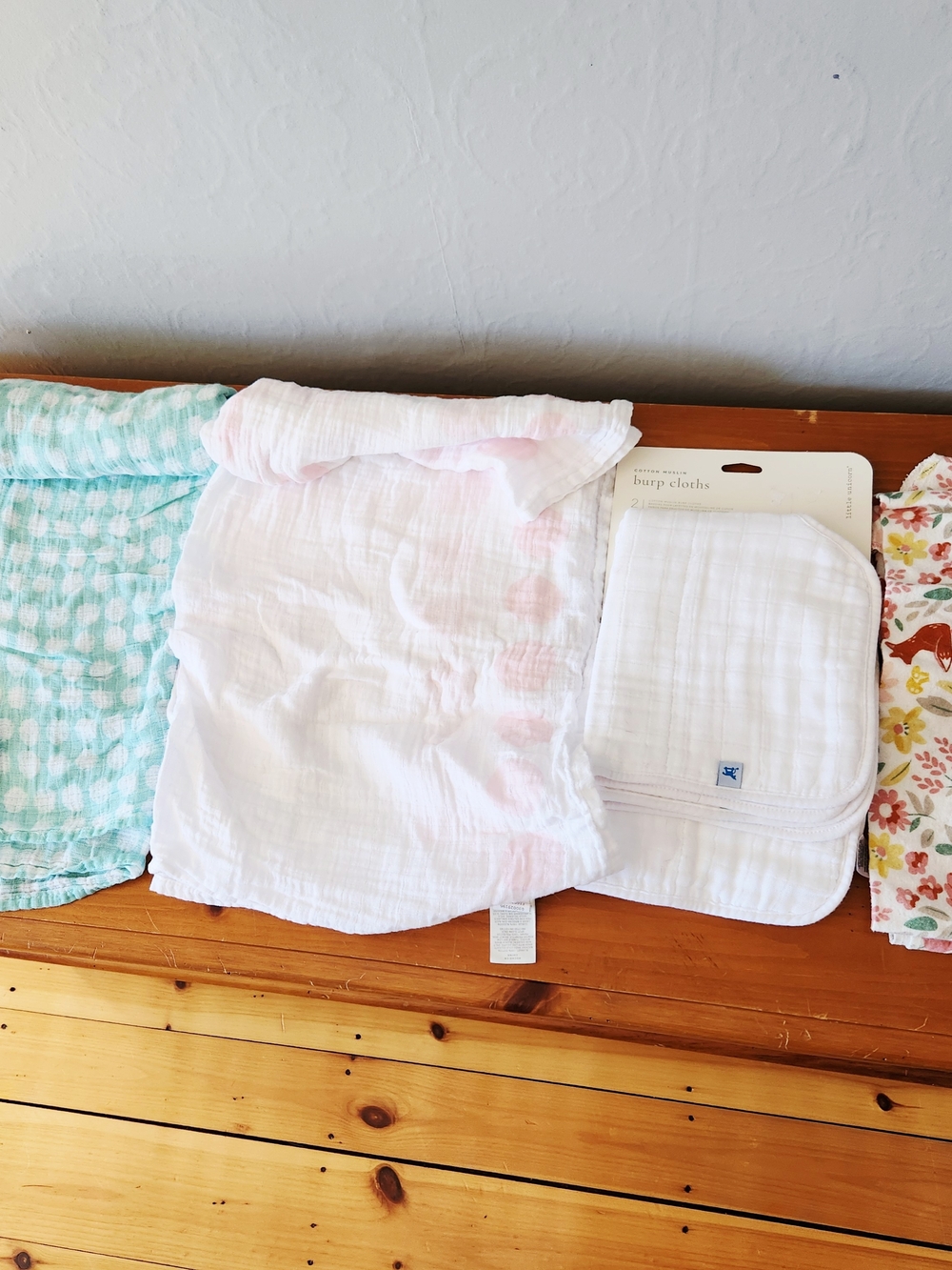 Muslin Baby Burp Cloth And Swaddle Lot